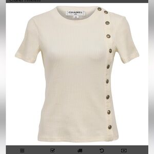 Chanel Cream Button-Detail Women's Top - 46